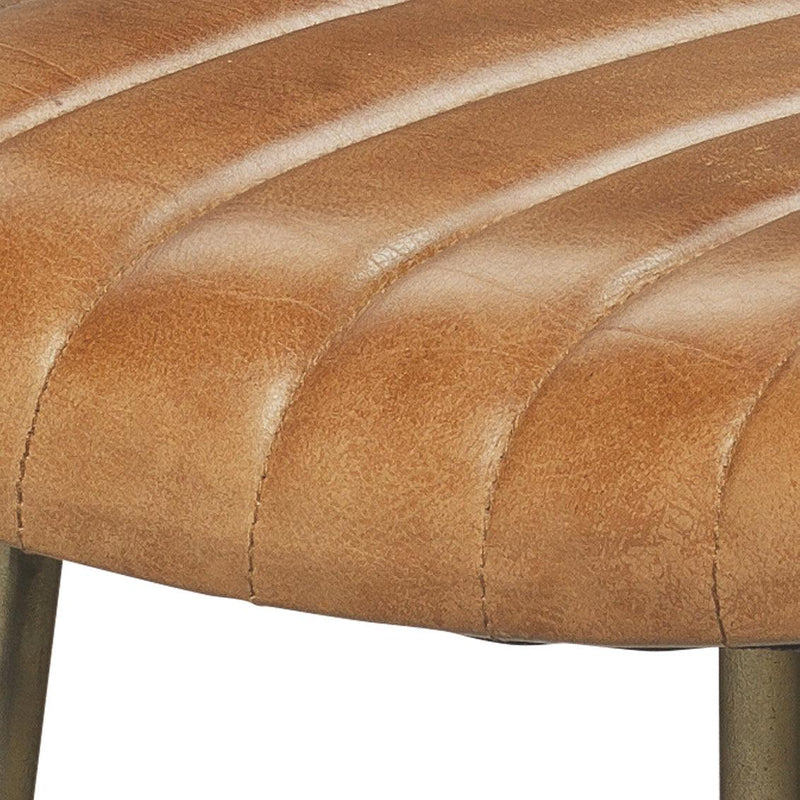 Luke Brown Buffalo Leather Counter Stool Without Back Counter Stools LOOMLAN By Jamie Young