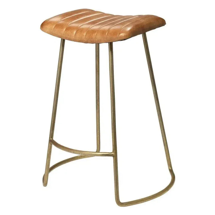 Luke Brown Buffalo Leather Counter Stoolout Back - LOOMLAN - Jamie Young - Counter Stools
