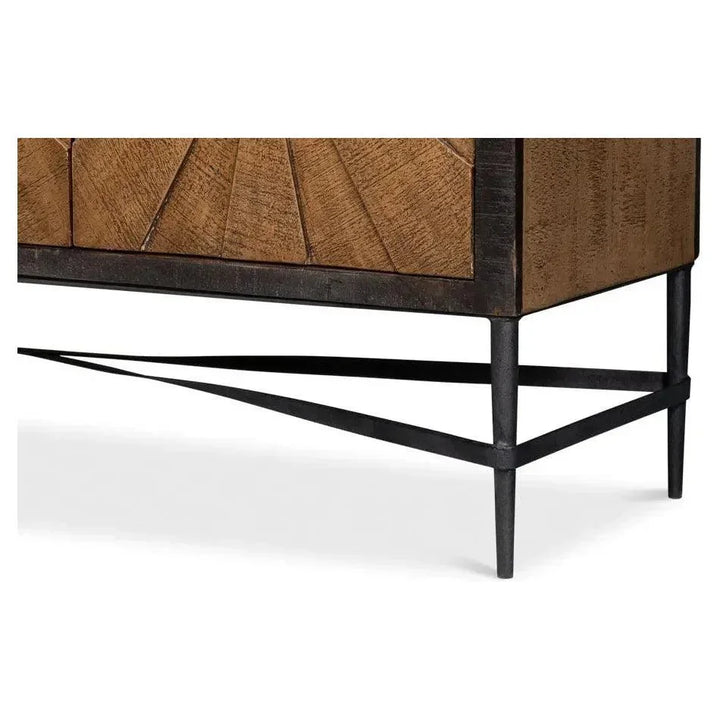 Luke Wood and Metal Brown 3 Door Sideboard - LOOMLAN - Sarreid - Sideboards