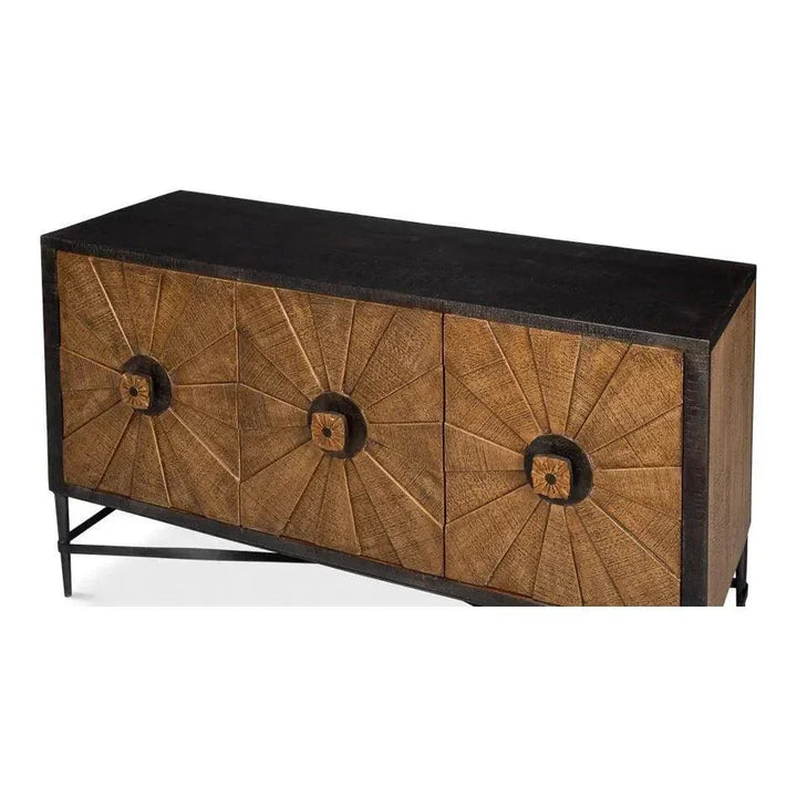 Luke Wood and Metal Brown 3 Door Sideboard - LOOMLAN - Sarreid - Sideboards