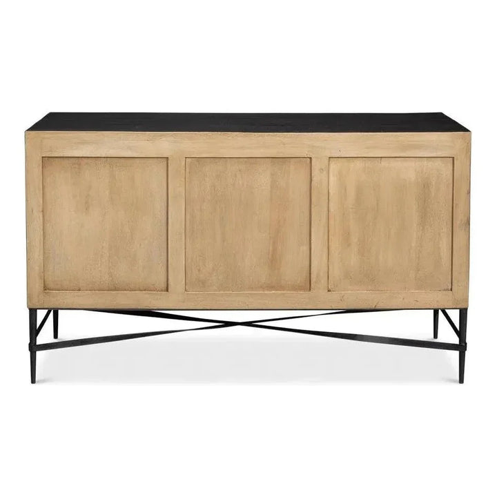 Luke Wood and Metal Brown 3 Door Sideboard - LOOMLAN - Sarreid - Sideboards