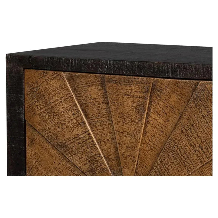 Luke Wood and Metal Brown 3 Door Sideboard - LOOMLAN - Sarreid - Sideboards