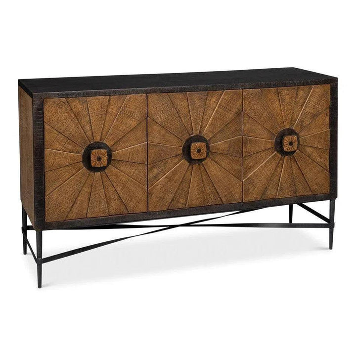 Luke Wood and Metal Brown 3 Door Sideboard - LOOMLAN - Sarreid - Sideboards