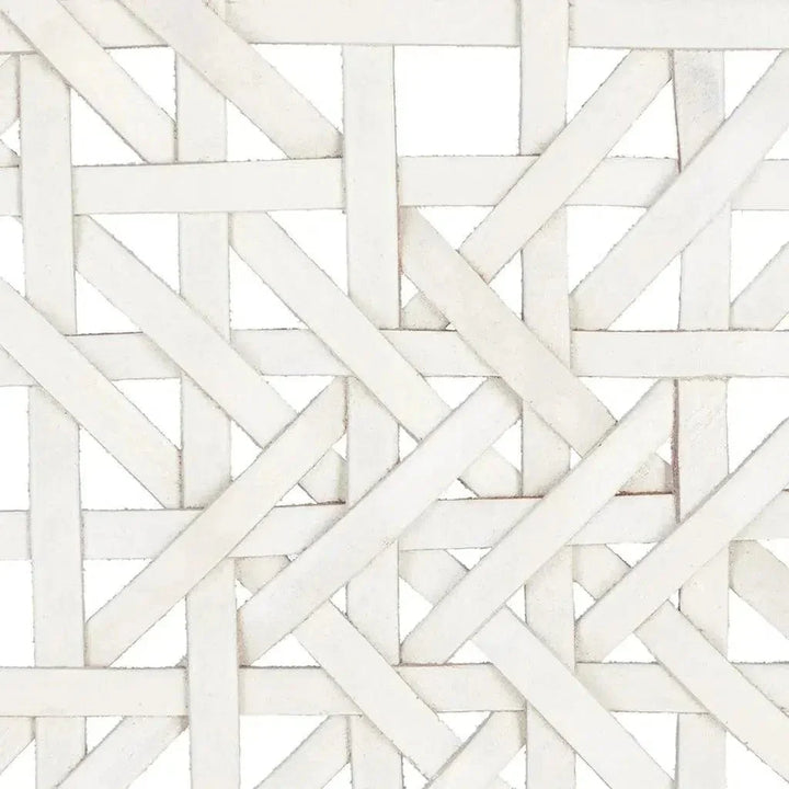 White Leather Woven Lulua Backless Bench - LOOMLAN - Artesia - Bedroom Benches