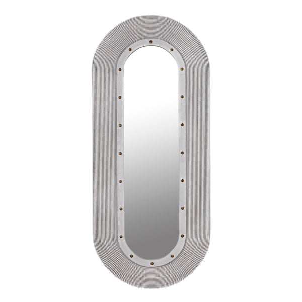 Luna Mirror, White Washed Oval Wall Mirror-Wall Mirrors-Noir-LOOMLAN