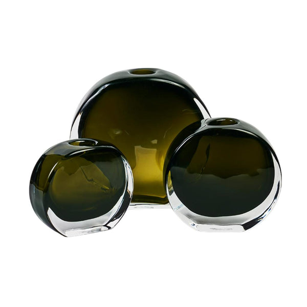 Luna Olive Glass Vase 3PC