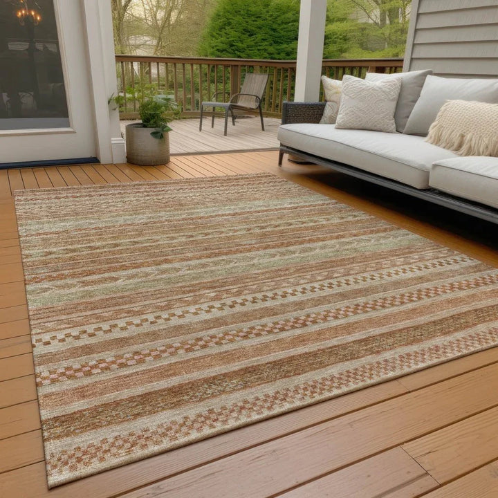 Luthyra Orange Washable Indoor - Outdoor Rug - LOOMLAN - LOOMLAN Rugs - Outdoor Rugs