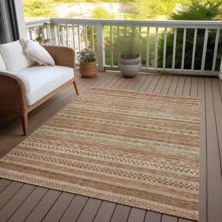 Luthyra Orange Washable Indoor - Outdoor Rug - LOOMLAN - LOOMLAN Rugs - Outdoor Rugs