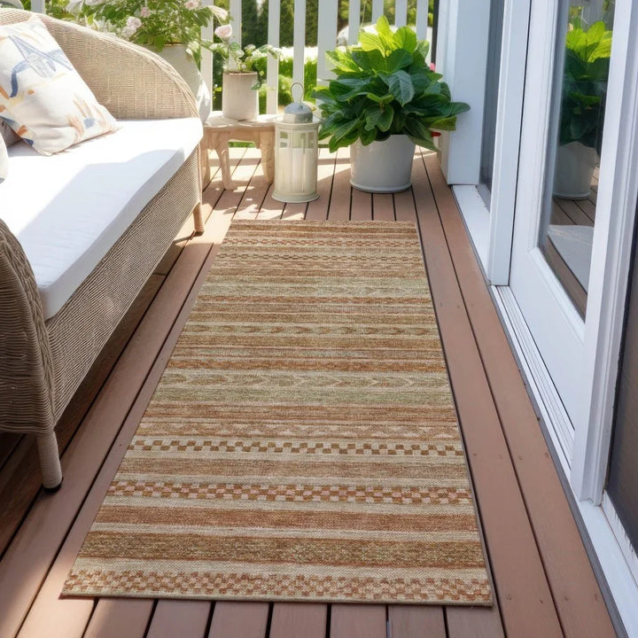 Luthyra Orange Washable Indoor - Outdoor Rug - LOOMLAN - LOOMLAN Rugs - Outdoor Rugs