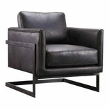 Luxley Black Leather Club Chair Metal Frame Modern Style Club Chairs LOOMLAN By Moe's Home