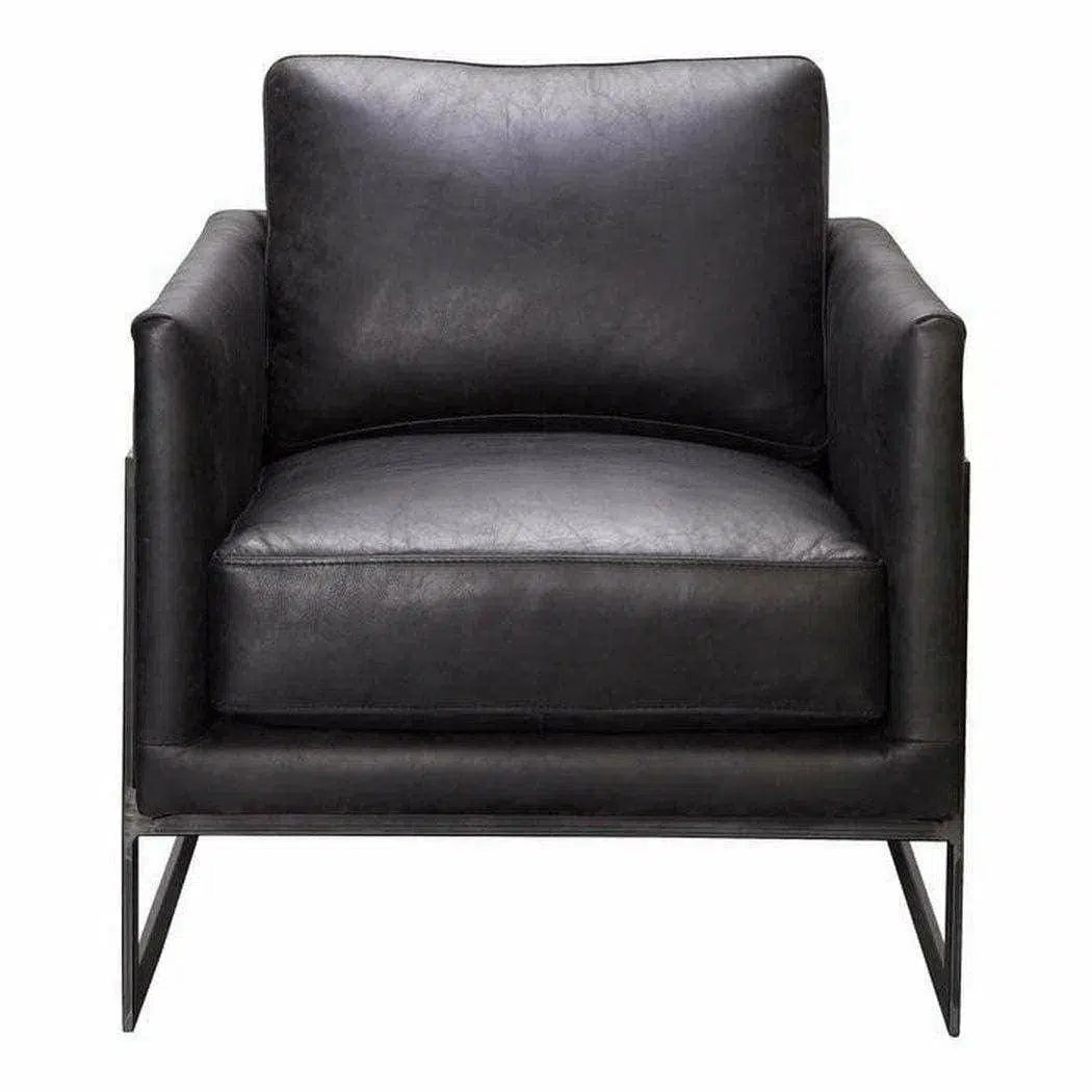 Luxley Black Leather Club Chair Modern Style