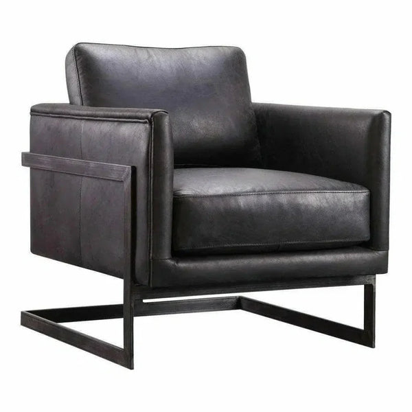 Luxley Black Leather Club Chair Modern Style - LOOMLAN - Moe's Home - Club Chairs