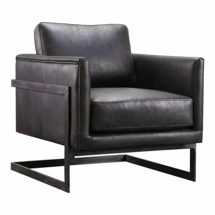 Luxley Black Leather Club Chair Modern Style - LOOMLAN - Moe's Home - Club Chairs
