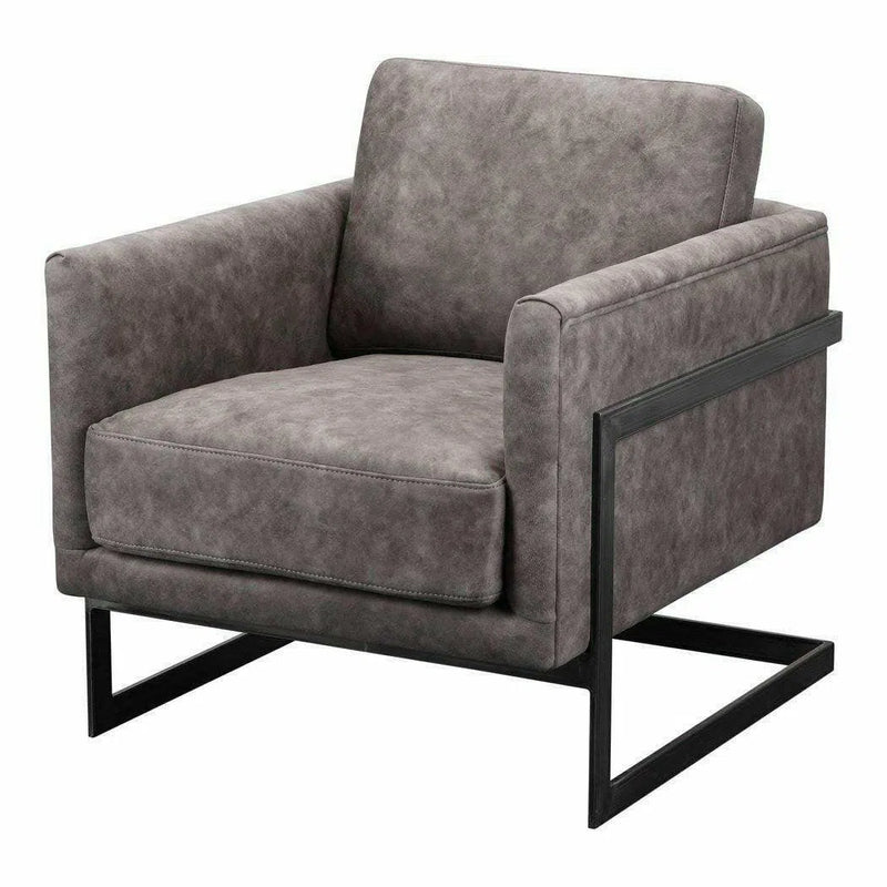 Luxley Grey Velvet Club Chair Metal Frame Modern Style Club Chairs LOOMLAN By Moe's Home
