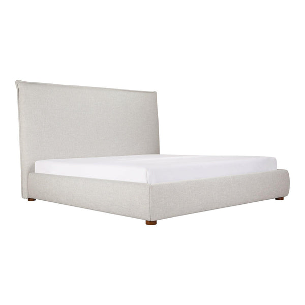 Luzon Upholstered King Bed Tall Headboard Light Grey Linen Beds LOOMLAN By Moe's Home