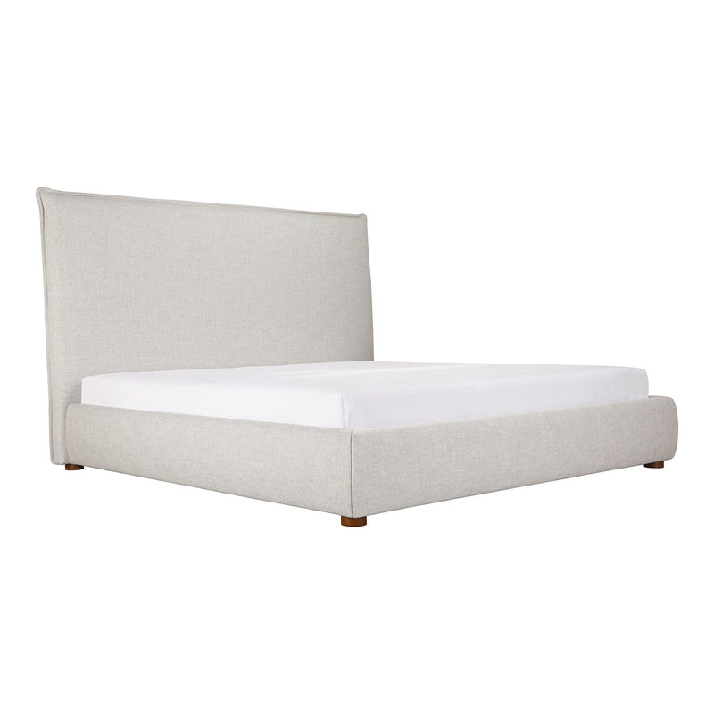 Luzon Upholstered Queen Bed Tall Headboard Light Grey Linen Beds LOOMLAN By Moe's Home