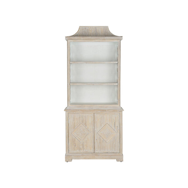 Lyford Cay Whitewashed Bamboo Bookcase-Bookcases-Chelsea House-LOOMLAN