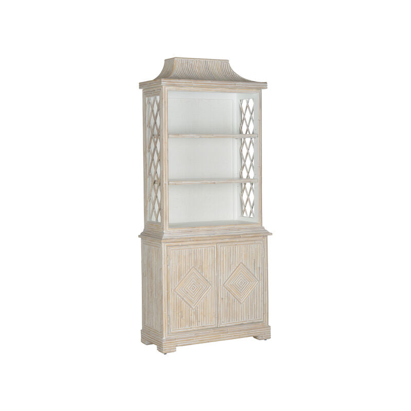 Lyford Cay Whitewashed Bamboo Bookcase-Bookcases-Chelsea House-LOOMLAN