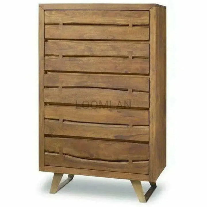Rustic Live Edge Tall Chest of 5 Drawers - LOOMLAN - LOOMLAN - Chests