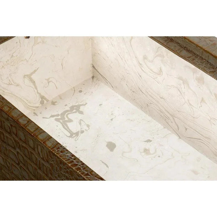 Lyle Croco Embossed Leather Over Wood Antique Green Box - LOOMLAN - Sarreid - Boxes & Bowls