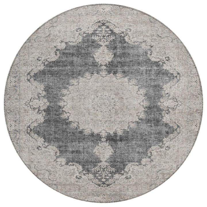 Lyra Black Washable Indoor-Outdoor Rug-Outdoor Rugs-LOOMLAN Rugs-8' x 8'-LOOMLAN