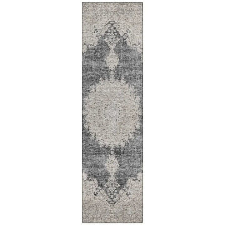Lyra Black Washable Indoor-Outdoor Rug-Outdoor Rugs-LOOMLAN Rugs-2'3" x 7'6"-LOOMLAN
