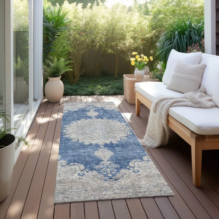 Lyra Blue Washable Indoor-Outdoor Rug-Outdoor Rugs-LOOMLAN Rugs-LOOMLAN
