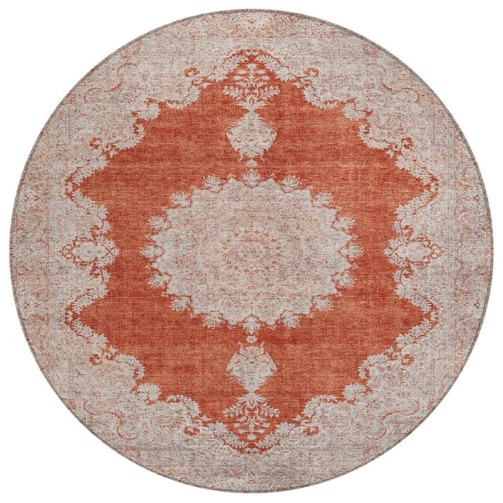 Lyra Orange Washable Indoor-Outdoor Rug-Outdoor Rugs-LOOMLAN Rugs-8' x 8'-LOOMLAN