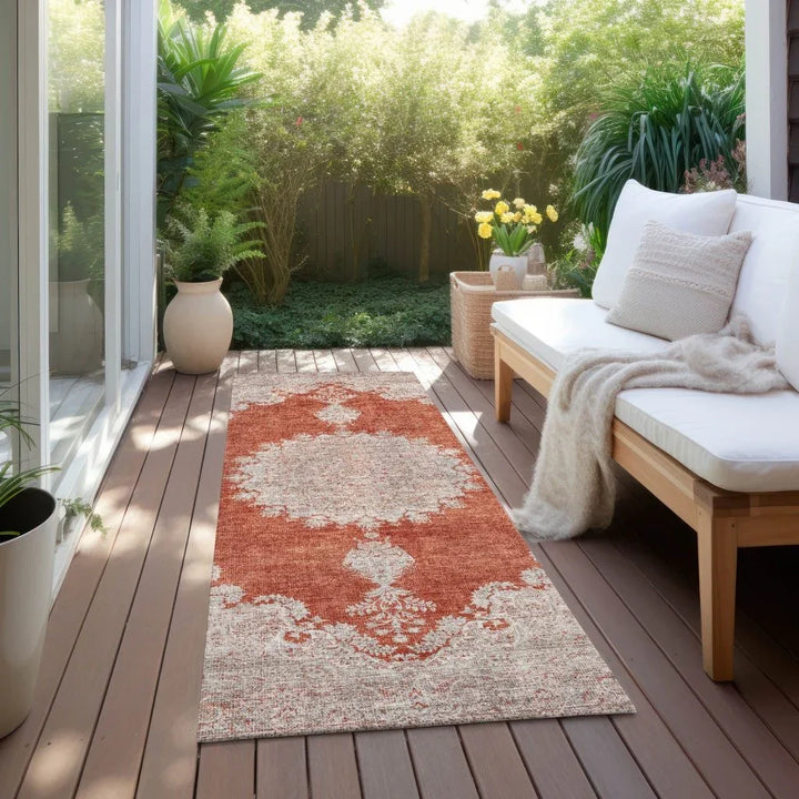 Lyra Orange Washable Indoor-Outdoor Rug-Outdoor Rugs-LOOMLAN Rugs-LOOMLAN