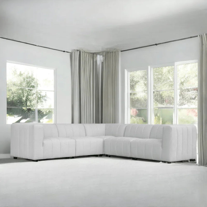 Lyric Classic Light Grey 5-piece L-Shaped Modular Sectioanl Sofa Modular Sofas LOOMLAN By Moe's Home