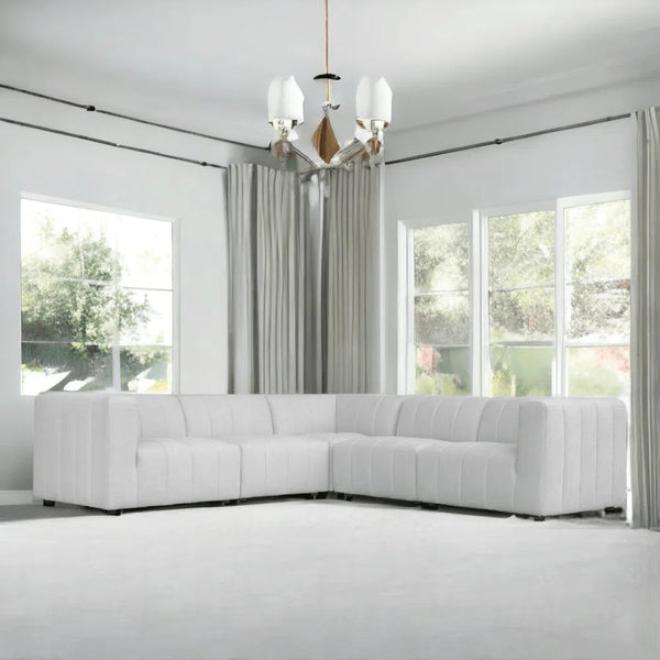 Lyric Classic Light Grey 5-piece L-Shaped Modular Sectioanl Sofa Modular Sofas LOOMLAN By Moe's Home