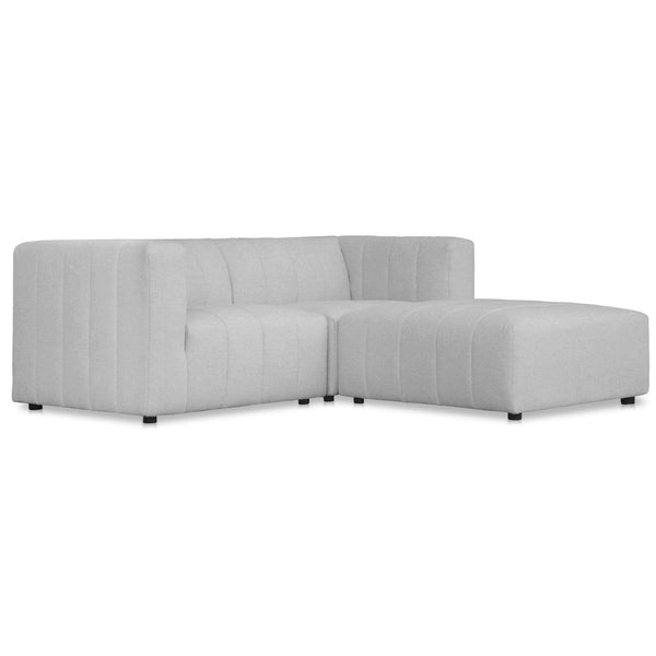 Lyric Classic Light Grey L-Shaped Modular Sectional Nook Set With Ottoman Modular Sofas LOOMLAN By Moe's Home