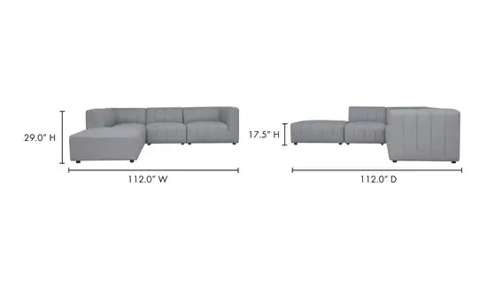 Lyric Dream Light Grey 5-piece left facing modular sectional couch Modular Sofas LOOMLAN By Moe's Home