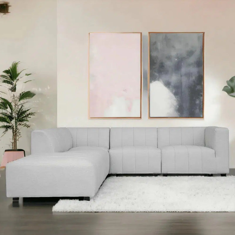 Lyric Dream Light Grey Modular Sectional Couch Set of 5 PC Set Stain Resistant Modular Sofas LOOMLAN By Moe's Home