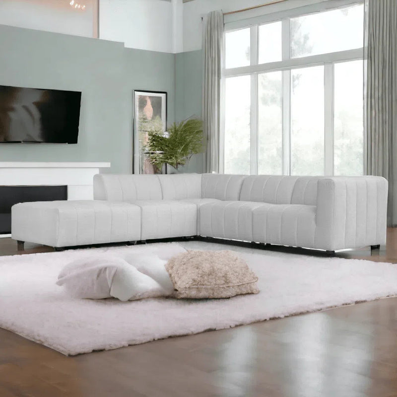 Lyric Dream Light Grey 5-piece left facing modular sectional couch Modular Sofas LOOMLAN By Moe's Home