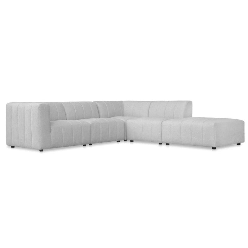 Lyric Dream Light Grey Modular Sectional Couch Set of 5 PC Set Stain Resistant Modular Sofas LOOMLAN By Moe's Home