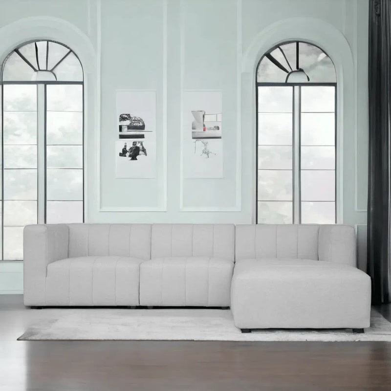 Lyric Light Grey Reversible Modular Sectional Sofa With Ottoman 4 PC Set Modular Sofas LOOMLAN By Moe's Home