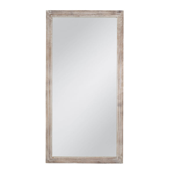 Pangea Wood White and Brown Vertical Floor Mirror