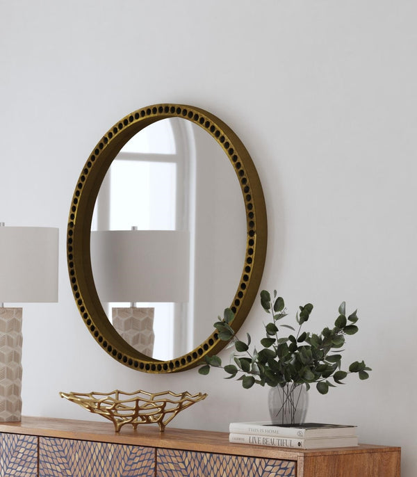 Sansee MDF and Brass Cladding Gold Wall Mirror