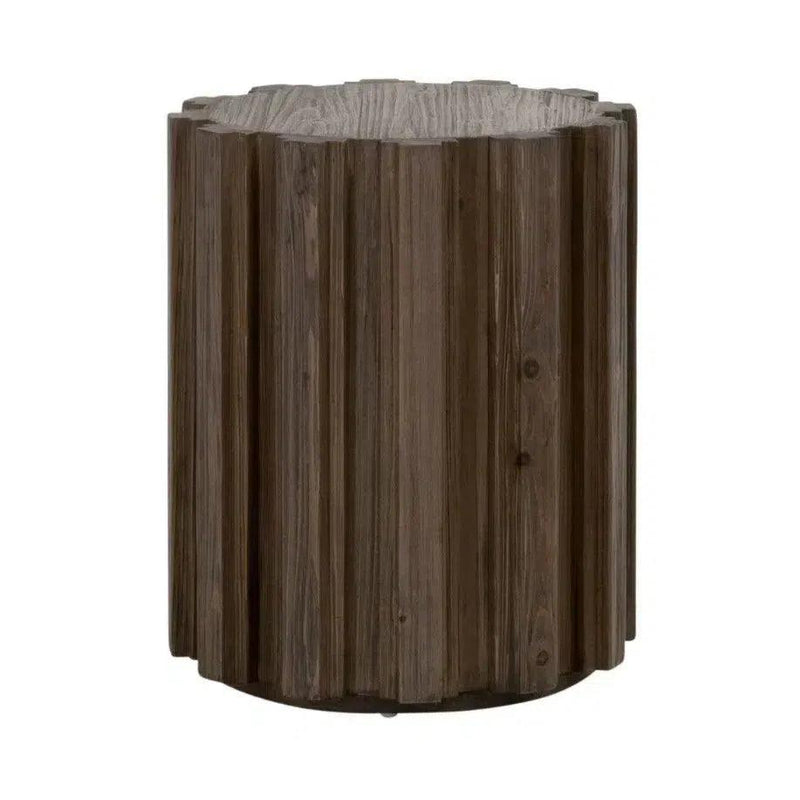 Roma Reclaimed Drum End Table Solid Wood