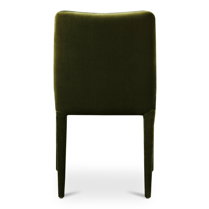 Calla Polyester and Rubber Wood Green Velvet Armless Dining Chair -Set Of Two
