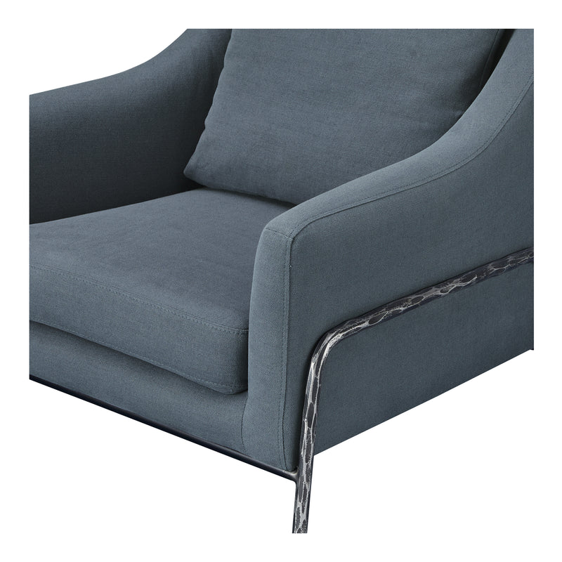Archer Iron and Plywood Blue Arm Accent Chair