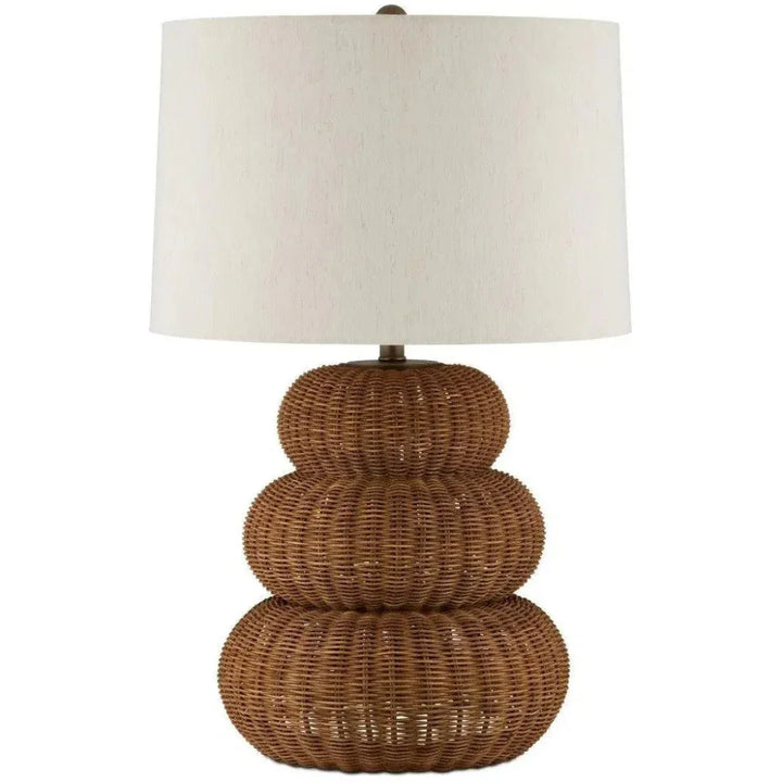 Mabrouka Rattan and Metal Brown Table Lamp - LOOMLAN - Currey & Co - Table Lamps