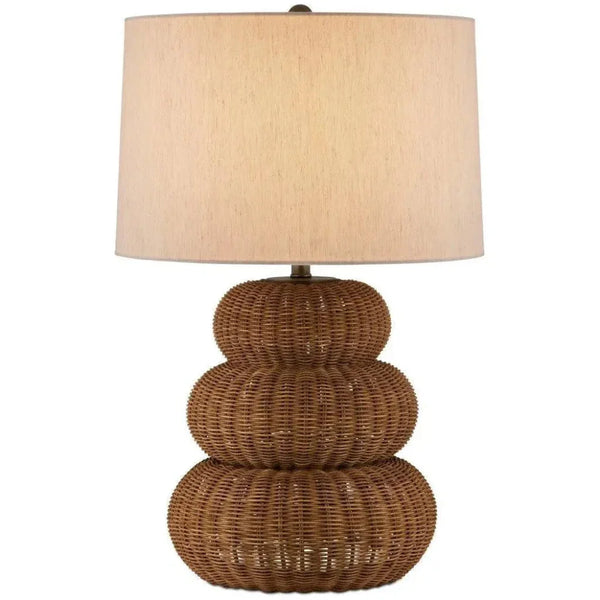 Mabrouka Rattan and Metal Brown Table Lamp - LOOMLAN - Currey & Co - Table Lamps
