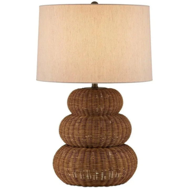 Mabrouka Rattan and Metal Brown Table Lamp - LOOMLAN - Currey & Co - Table Lamps