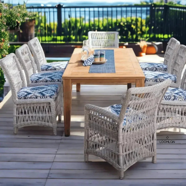 Mackinac Outdoor Dining Table Extendable Set Seats 8-Outdoor Dining Sets-Lloyd Flanders-LOOMLAN