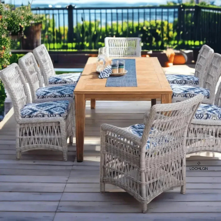 Mackinac Outdoor Dining Table Extendable Set Seats 8-Outdoor Dining Sets-Lloyd Flanders-LOOMLAN