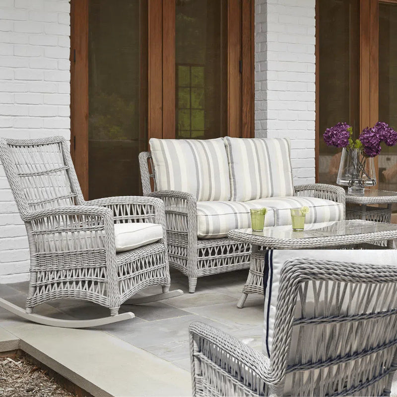 Mackinac Patio Furniture Wicker Outdoor Porch Rocker High Back Outdoor Lounge Chairs LOOMLAN By Lloyd Flanders
