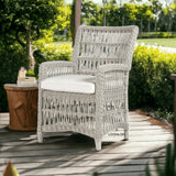 Mackinac Teak Wood and Wicker Outdoor Furniture Dining Set for 4 Outdoor Dining Sets LOOMLAN By Lloyd Flanders