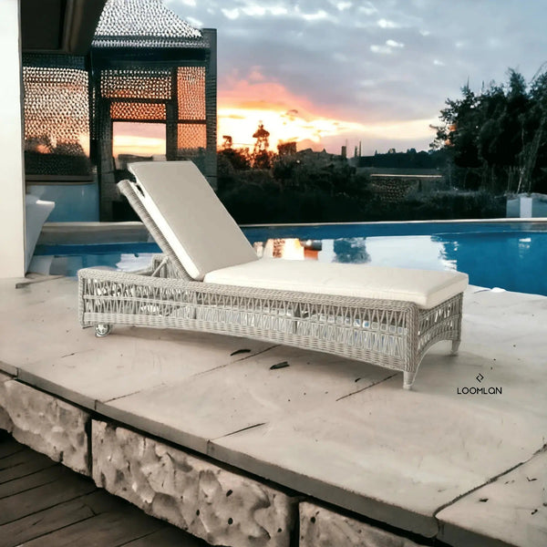 Mackinac Wicker Outdoor Adjustable Chaise Lounge With Cushions Outdoor Chaises LOOMLAN By Lloyd Flanders